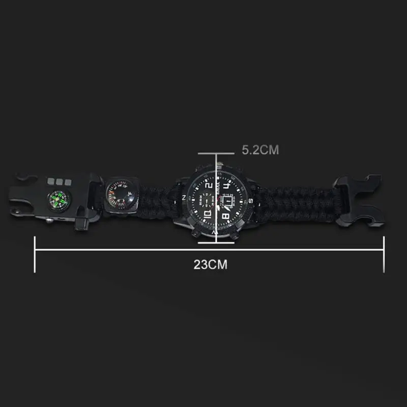 6 в 1 выживания Открытый часы EDC веревка спасательный Тактический Кемпинг многофункциональное аварийное оборудование безопасности браслет в стиле инструментов часы