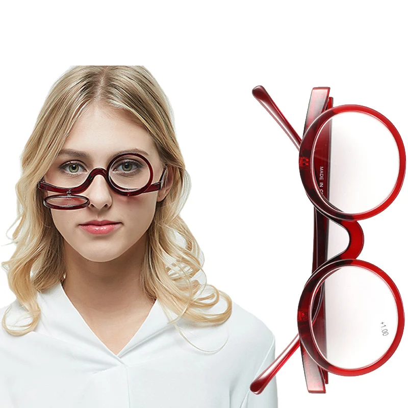 HERVI вращающийся увеличительный макияж очки для чтения женские складные раскладушки косметические пресбиопические очки старшие унисекс