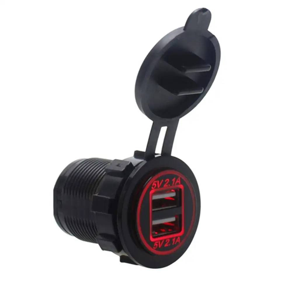red Двойное USB Автомобильное зарядное устройство DC 12 v-24 v настенная розетка авто зарядное устройство светодиодный вольтметр Индикатор прикуривателя - Цвет: red