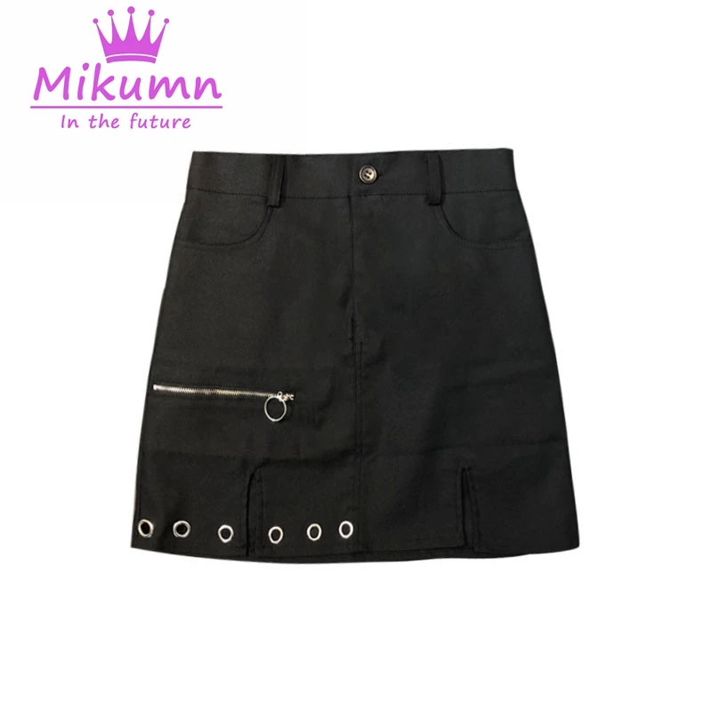 Harajuku Gothic Black High Waist Splits Punk Mini Short Skirt