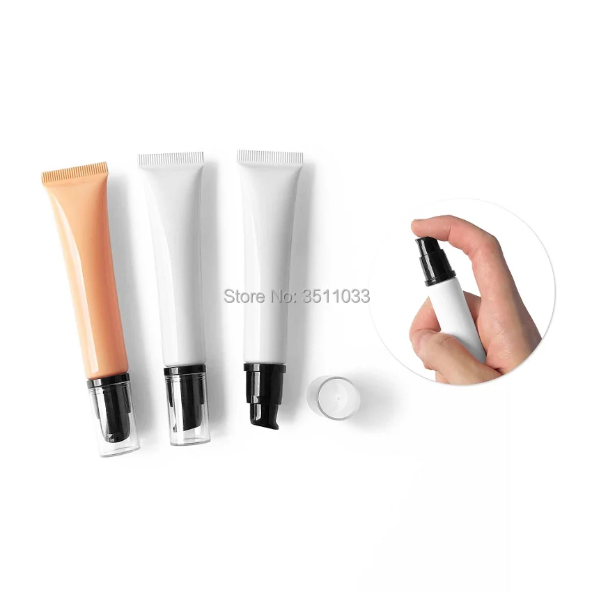 

10g 15g 20g White Empty Elegant Cosmetic Cream Refillable Tube Orange PE Plastic Hose Soft Tube with Airless Pump Black Clear