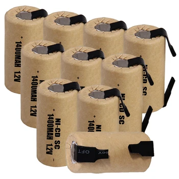 

10 pcs SC battery 1.2V SUBC batteries rechargeable high drain 1400mah with tabs color random