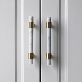 

Natural Stone + Brass Knobs European T Bar Handles Drawer Pulls Kitchen Cabinet Knobs And Handles Furniture Hardware