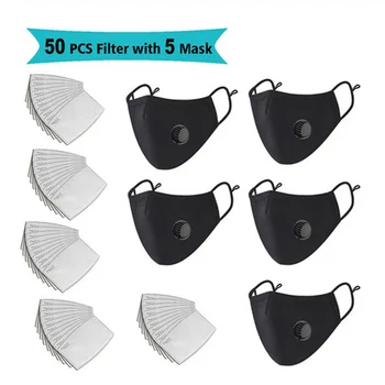 

Reusable Washable Face Masks Washable Pm2.5 Filter Mouth Mask Anti Dust Windproof Cotton Valve Respirator Protect Unisex