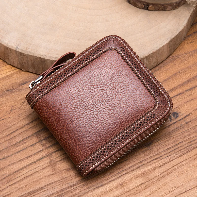 

Wallet Women's Short Genuine Leather Women's Mini Purse Vegetable Tanning shu gao pi Mini Wallet Retro Simple Leather Wallet 668