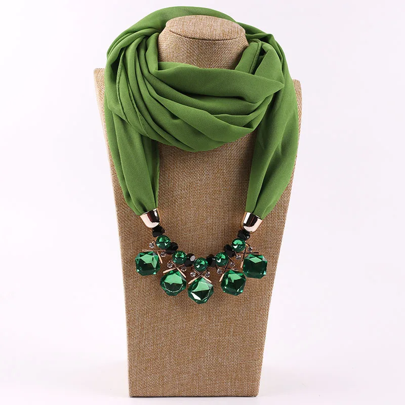 H0fd4d55bccb14c359343d4fddf1ad2d8e Elegant Girl Beads Necklace Pendant Ring Scarf Multi-style Lady Chiffon Solid Scarf Hijabs Muslim Head Scarve Turban Accessories Mallzona
