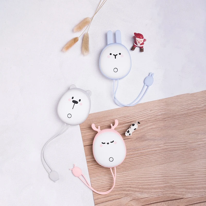 Portable Cute USB Rechargeable Hand Warmers Heater Pocket Mini Cartoon Power Bank Handy Heater Warmers