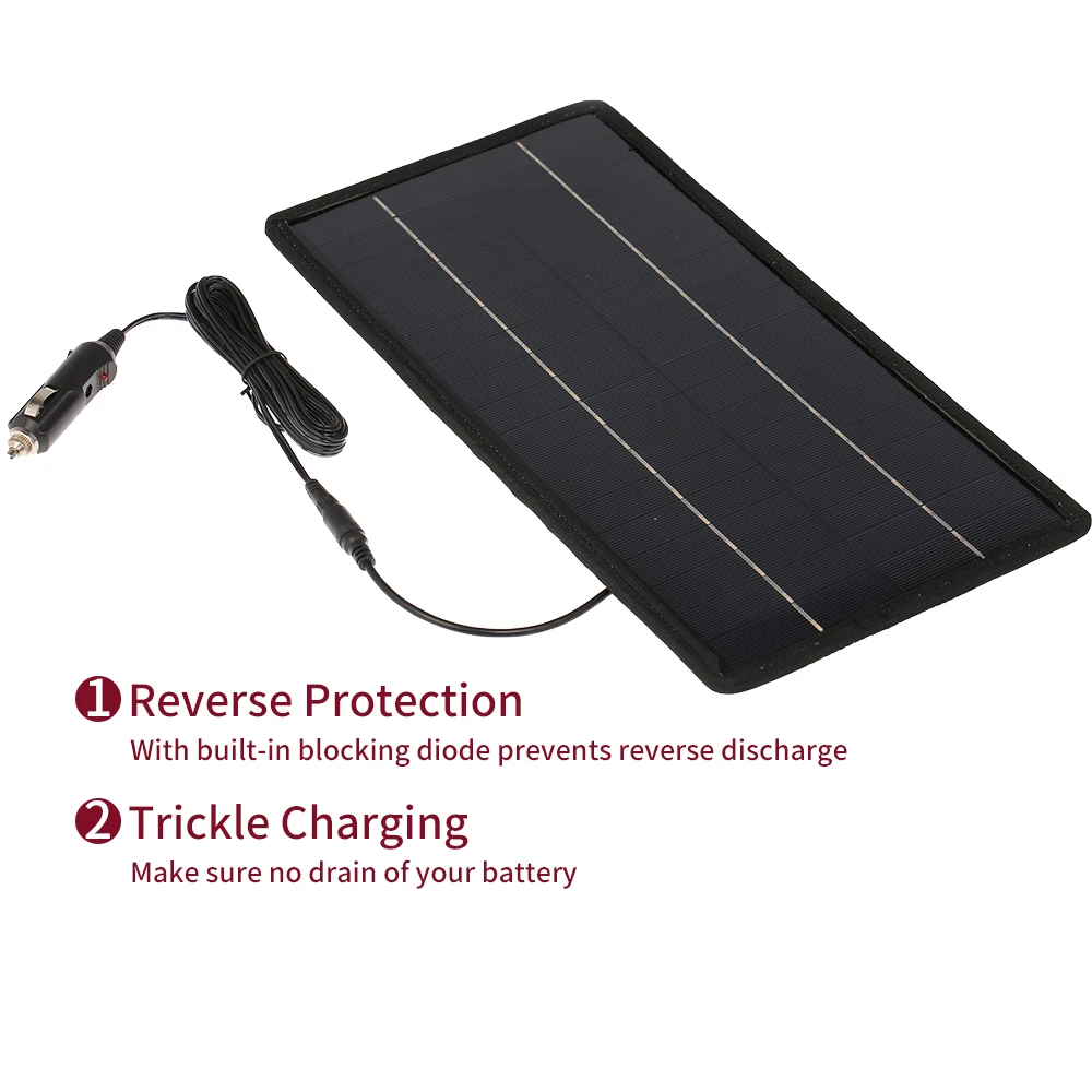 

12V Solar Car Battery Charger Portable Monocrystalline Silicon Solar Power Panel Backup Trickle Charging For Motorcycle Boat
