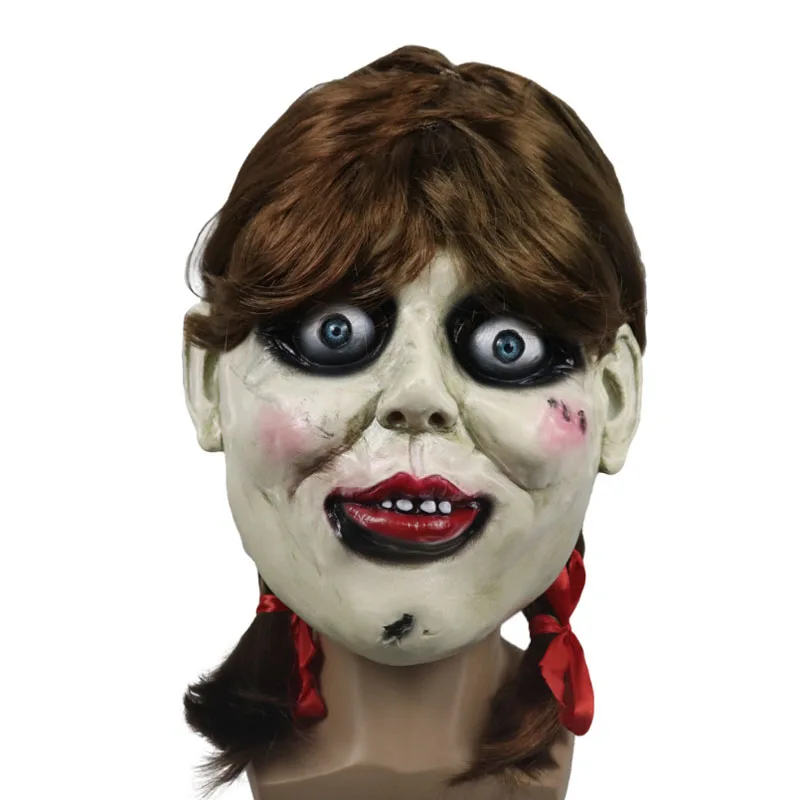 Annabelle 3 Mask Cosplay Bisque Doll Terror Haunted House Full Head Masque Mask Halloween Party Props Headgear Latex Masks - Цвет: 2