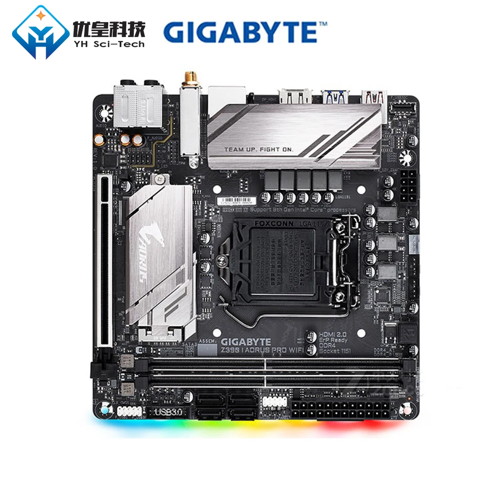 Оригинальная б/у настольная Материнская плата Gigabyte GA-Z390 I AORUS PRO wifi Z390 LGA 1151 Core i7/i5/i3/Pentium/Celeron DDR4 Mini-ITX