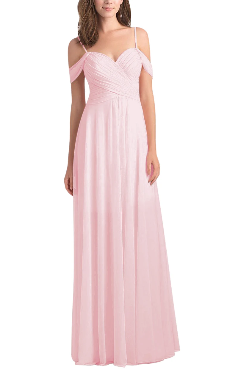 blushing pink Современные арабрические длинные платья с открытыми плечами Ruched длинные шифоновые простые садовые замок Vestidoe De - Цвет: blushing pink
