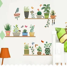 Творческий дом стены Гостиная украшения Nordic свежий INS зеленый цветочный горшок в горшке наклейки "растения" YR6003