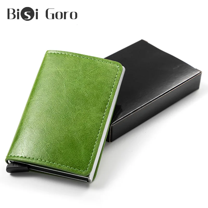 

Bisi Goro Anti-theft Security England Style Men And Women Card Wallet Metal Aluminum Solid Slim Small Short Wallet Cartera Mujer