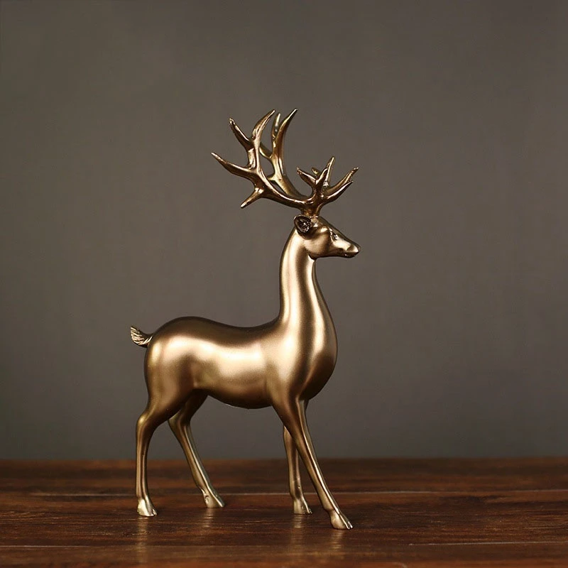  Promotion 1 Set of 2 Golden Deer Statue Miniature Model European Resin Deer Living Room Bedroom Win - 4000236492989