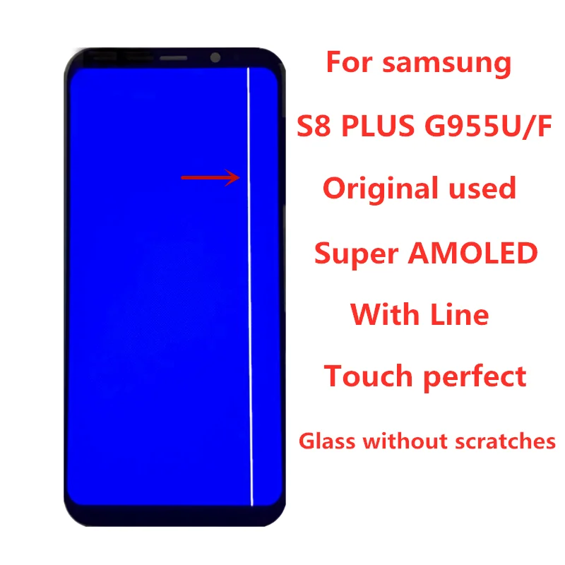 Оригинальный AMOLED с линией для Samsung Galaxy S8 PLUS G955A G955U G955F ЖК дисплей сенсорный экран
