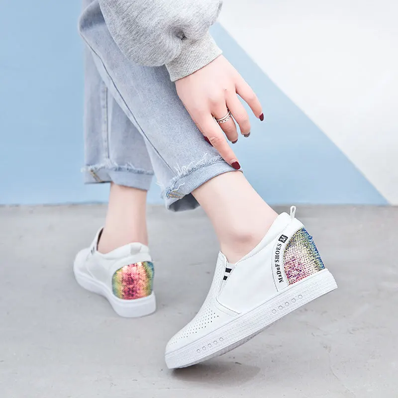 

2019 Spring Women's round Women's Casual Shoes Elastic Band Loafers WOMEN'S Flat-heeled Shoes