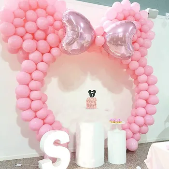 

200pcs 2.3g Pink Black Latex Balloons With 18" Pearl Pink Heart Foil Balloons Wedding Party Decoration Baby Birthday Gift Globos