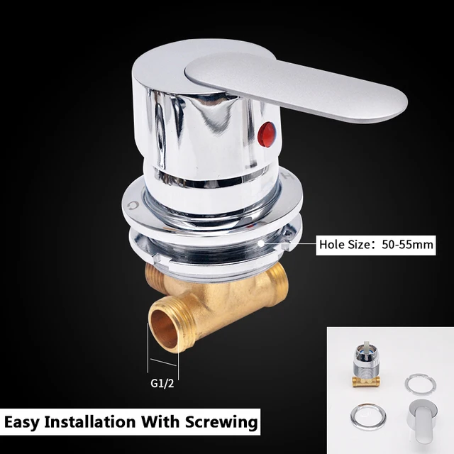New 1Way Shower Room Mixer Faucet Shower Valve Diverter Hole Size 50-55mm Ceramic Cartridge Cold & Hot Water Tap Screw Thread SF-101LW-1GN-C50-LK