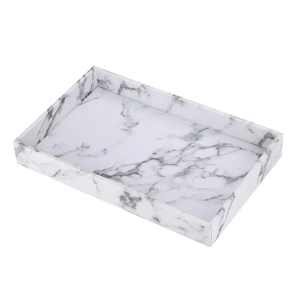 Marble Looking Serving Tray PU Leather For Coffee Drinks Desserts Rectangle