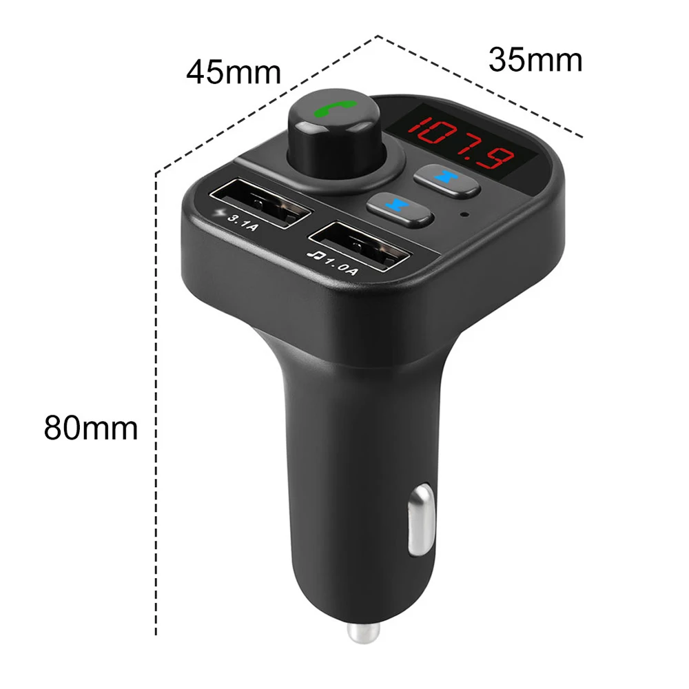 FM передатчик Bluetooth BT5.1 автомобильный комплект MP3-плеер светодиодный двойной USB Автомобильное зарядное устройство дисплей напряжения Micro SD TF воспроизведение музыки