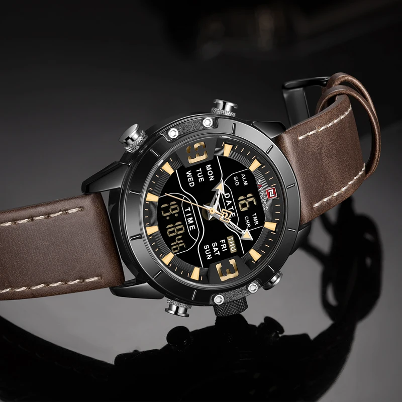 NAVIFORCE Top Brand Men Fashion Luxury Quartz Watch Military Sports Wristwatch Men's Leather Strap