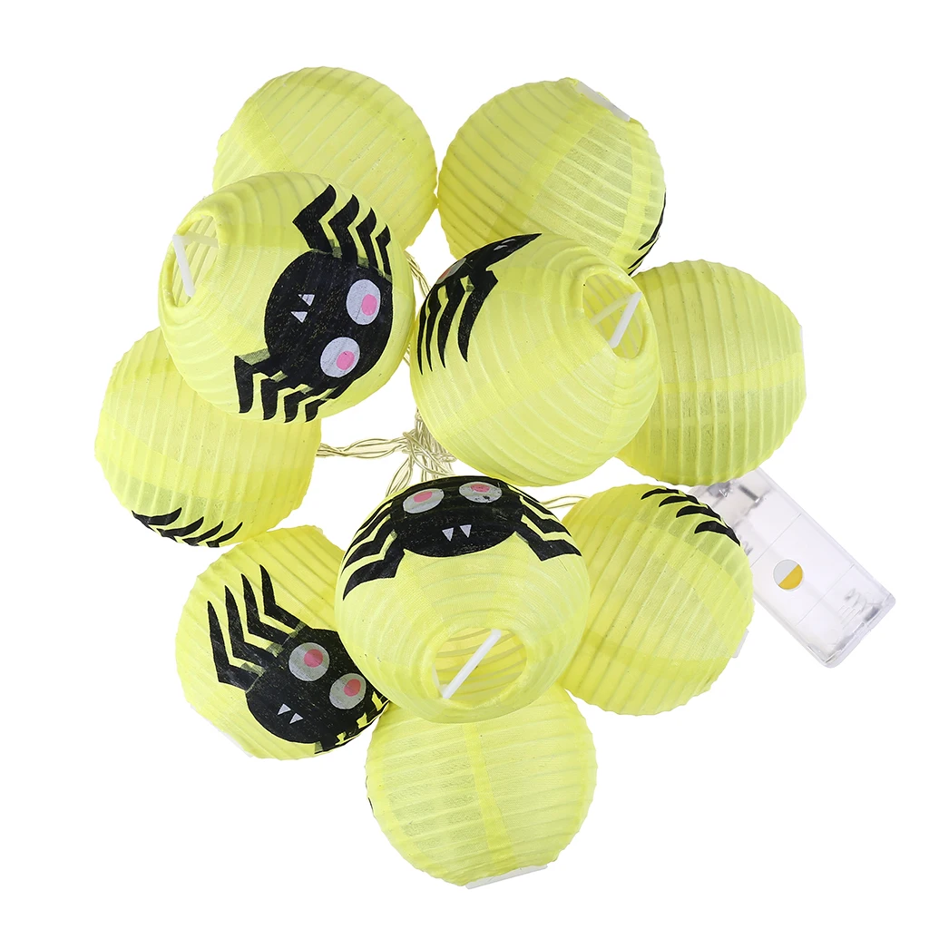 

LED Halloween Paper Lanterns Light-emitting Folding Portable Spider Lanterns Scene Arrangement Decorative Lamp String 10pcs