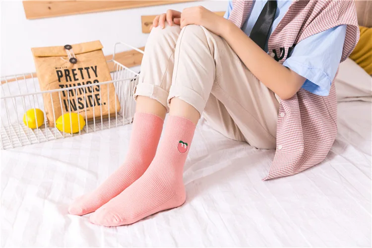 Socken Candy Farbe frau Bunte Rosa Rot Grün Gelb Socke Frauen Mädchen Obst Socken Apple Banana Kirsche Socken Großhandel sox – Detail 7