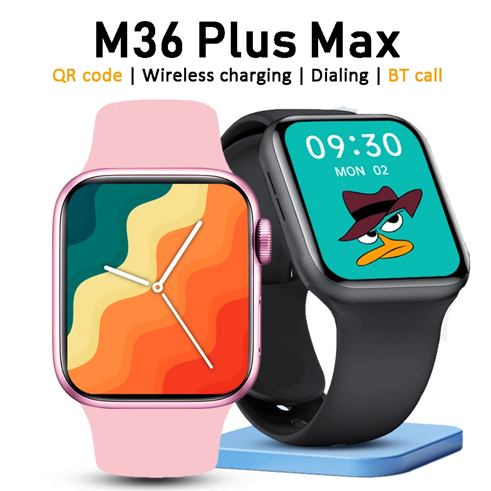 M36 plus max Smart watch 1.82inch QR Code Full Screen Touch BT Call Wireless charging SPORT WATCH MAN Pk HW22 pro max M26 plus