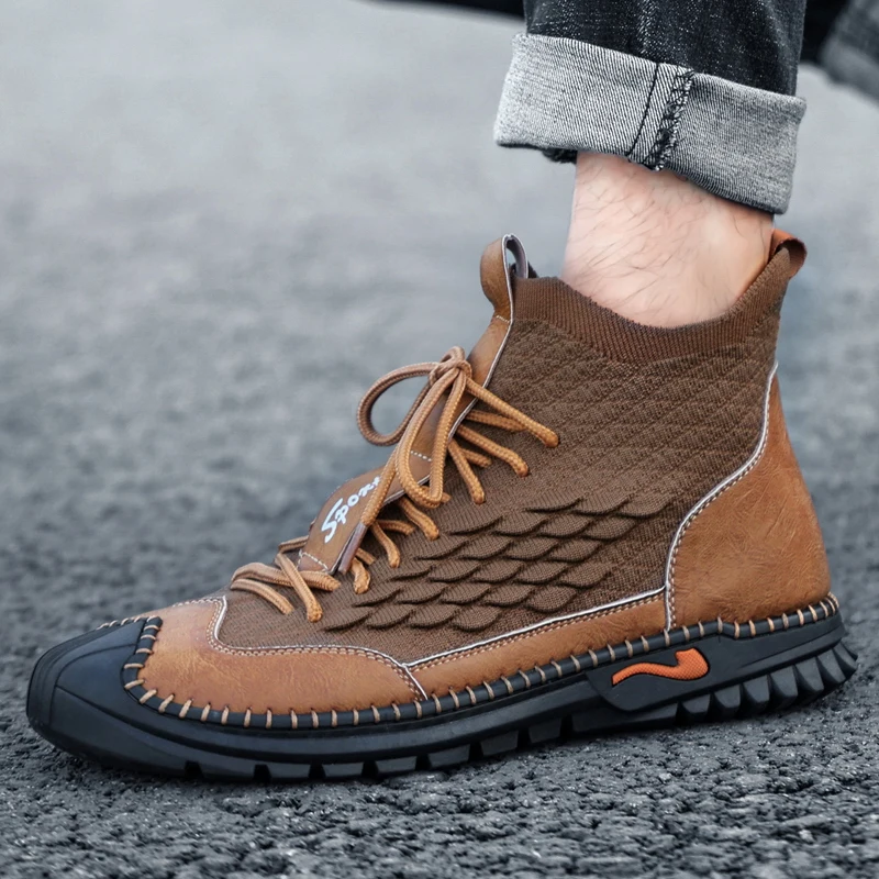 Hot Sale Outdoor Men's Boots Street Men's Sneakers Breathable Ankle Boots Walking Punk Fashion High Quality Men's Hiking Shoes
