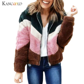 

KANCOOLD coats Women Patchwork Zipper Flannel Long Sleeve Sweatshirt Pullover Outwear fashion coats and jackets women 2019AUG6