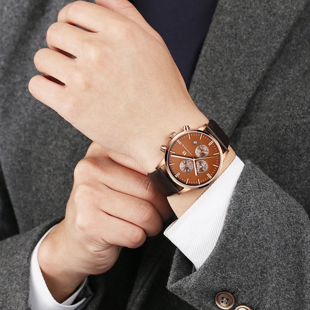 top luxury brand mens wrist watches hot fashion analog quartz watch for men waterproof chronograph sports wristwatches man clock male real leather strap Relogio Masculino (44)