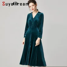 SuyaDream женское велюровое одноцветное длинное платье из шелка и