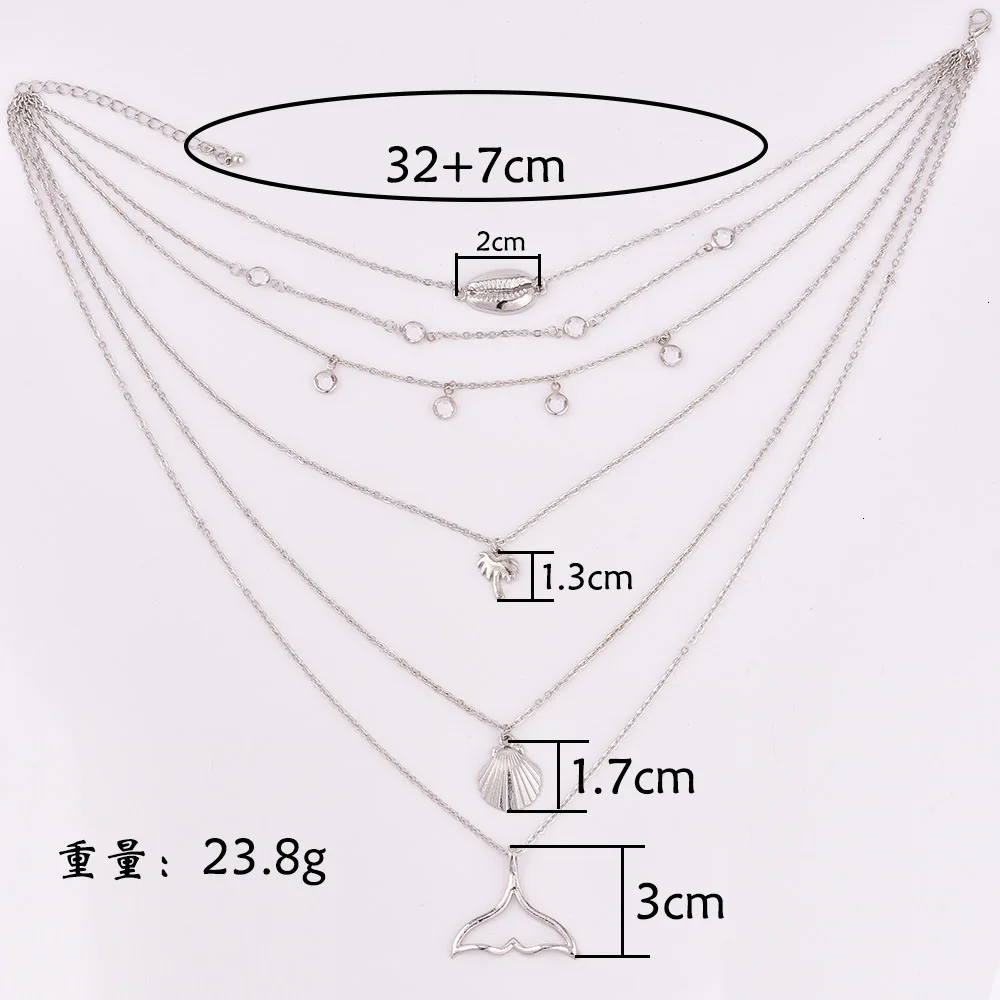 Hosewye, многослойные ожерелья, подвески для женщин,, ювелирное изделие, модное, в виде ракушки, в виде рыбьего хвоста, колье, цепочка, колье для женщин, Макси ожерелье