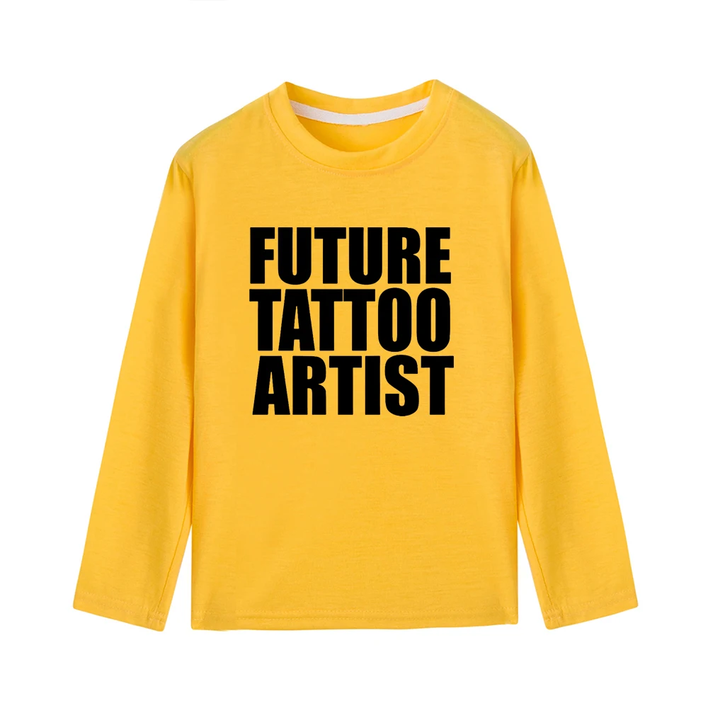 Осенняя детская мягкая футболка унисекс; молодежная одежда с длинными рукавами; детская футболка с надписью «Future Tattoo Artist»; крутой костюм - Цвет: 42L4-KLTYE-