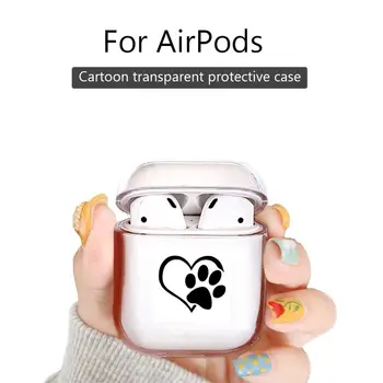 

fashion Bluetooth Headset Earphone Cover Case For Airpods 2/1 pro Transparent Hard PC tpu Box Coque Love Cat Dog Footprints