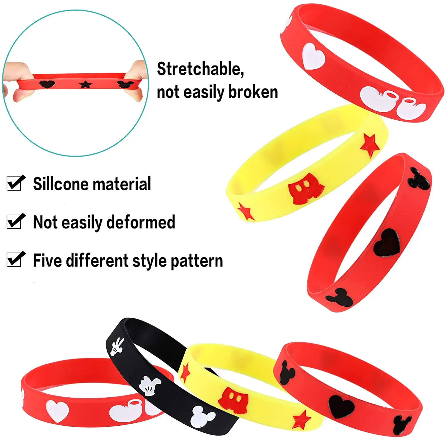 Party Toys 10Pcs Minnie Mouse Party Small Gift kid Silicone Bracelet for Birthday Party Minnie Gifts for Guests Kids Paarty Favor decor