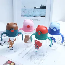 Wechat Бизнес распродажа, милые, с маленькими медведями детская чашка с трубочкой для ПК 400 мл ручка подтяжки мультфильм чашка с трубочкой Por