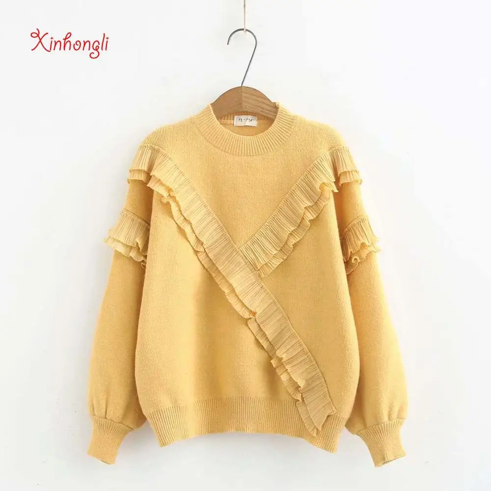 

Plus size Mandarin Collar Tassel women loose sweater 2020 new autumn winter casual ladies pull femme solid black white green