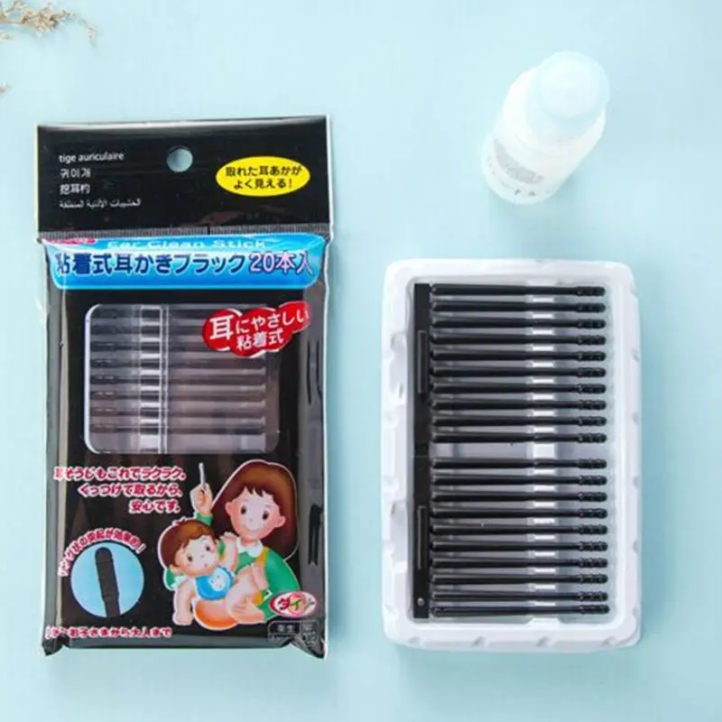 

20Pcs/Pack Disposable Sticky Ear Swabs Pick Spiral Tips Wax Removal Remover Tool Kit Nasal Cleaner Stick Portable