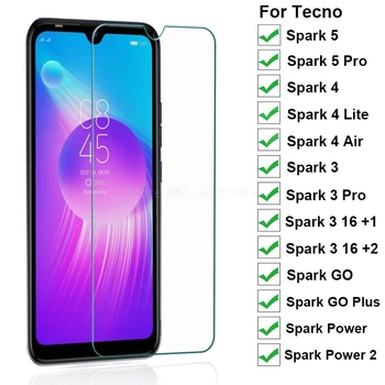 

2-1PC Tempered Glass For Tecno Spark 4 Air Lite GLASS Screen Protector Tecno Spark Power 2 GO Plus 3 16+1 2 5Pro Protective Film