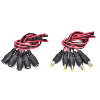

5 Pairs/SET Durable Use 12V 5.5x2.1mm Male + Female DC Power Socket Jack Connector Cable Plug Wire Cable