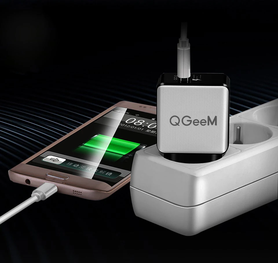 QGEEM QC 3,0 USB зарядное устройство волоконное быстрое зарядное устройство 3,0 быстрое зарядное устройство Портативный зарядный адаптер для телефона для iPhone Xiaomi Mi9 EU US