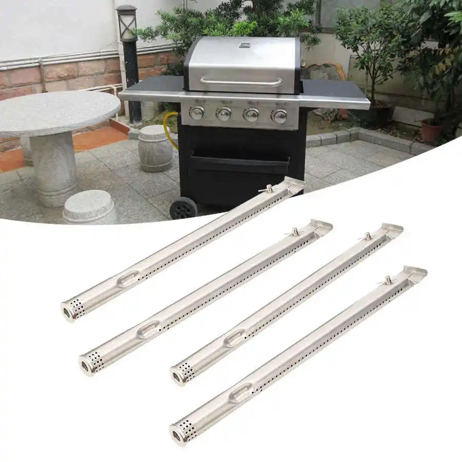 4Pcs Stainless Steel Grill Burners Tube BBQ Grill Parts Replacement Accessories Fit for Charbroil Cookware Accessories
