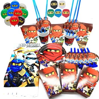 

Legoing Ninjagoing Theme Party Decoration Ninja Tableware Paper Cup Plate Baby Shower Balloon Kids Birthday Party Favor Supplies