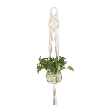 

4pcs/set Knotted Macrame Plant Hanger Vintage Cotton Linen Flowerpot Basket Lifting Rope Pot Holder Garden Tools