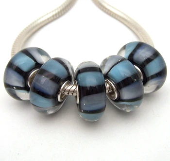 

JGWG1852 5X 100% Authenticity S925 Sterling Silver Beads Murano Glass beads Fit European Charms Bracelet diy jewelry Lampwork
