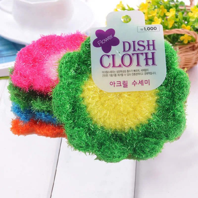 

Wash Tool Bowls Pan Washing Cleaning Cloth Dish Scrubber Sponge Flower Shaped Non-scratch Cute Home Kitchen Tableware