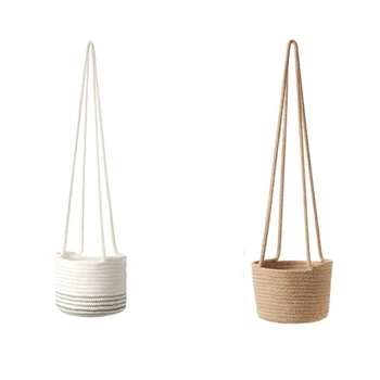 

Flower Pot Hanging Basket Rope Flowerpot Net Bag Horticultural Home Door Balcony Courtyard Garden Decor