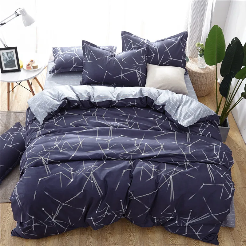 

Modern geometric bed linen set sheet, pillowcase&duvet cover Autumn bedding set home bed set reactive printed bedclothes45