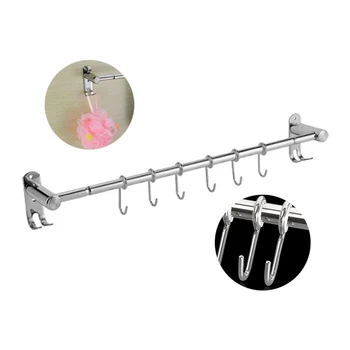 

40cm Kitchen Wall Hanging Rail Rack Wall Mounted Cupboard Storage Rack Kitchen Knife Holder with Hooks Utensil Tool